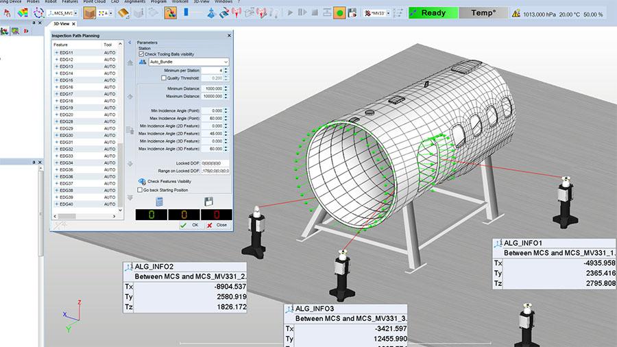 How can I measure a large part with a portable 3D measuring device?